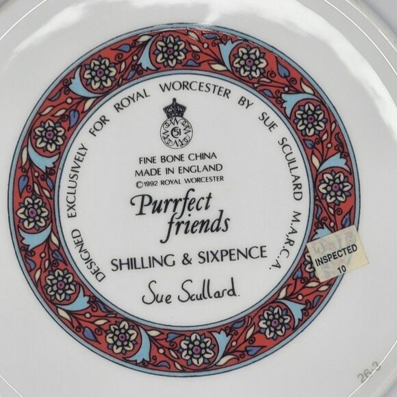 Vintage Royal Worcester Schilling & Sixpence Purrfect Friends Sue Sculland GUC - Picture 8 of 12